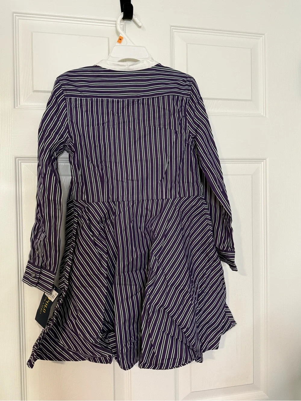 Ralph Lauren Purple Striped Girls' Dress with White Collar